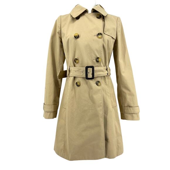 J‎ Crew Factory Women's Belted Double Breasted Tan Trench Coat - Picture 3 of 11